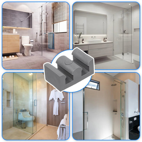 Four Piece Silicone Shower Door Stopper Set With Framed Sliding Bumpers For Anti Collision Protection Of Glass Shower Doors Suitable For All Shower Glass Types Clear Grey Finish Includes Four Screws