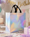 Poppin Glossy Iridescent Gift Bags Set Of 15 Reusable Goodie Bags With Handles And Sturdy Bases For Christmas Birthday Wedding
