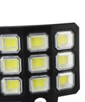 Eminchu Solar Flood Light for Patio Yard, 240 LED featuring 240 bright LEDs arranged in a compact black housing.