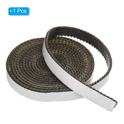 Wood stove gasket rope, graphite fiberglass, flat self-adhesive seal, black, 118 inch length