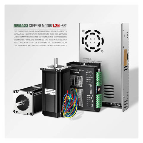Nema 23 CNC Stepper Motor Kit 3A 1.2Nm With Optional TB6600 DM542 DM556 Drivers And 36V Switching Power Supply