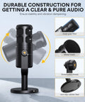 XLR Dynamic Podcast Microphone With Cardioid Pickup, Built In Double Layer Pop Filter, Pro Grade Metal Studio Mic For Recording
