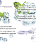 Plug And Play Complete Refrigerator Defrost Heater Kit showing cables and ice symbol over ice cubes.
