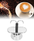 Straight Up Barista Quality 100 Ml Stainless Steel Moka Pot Espresso Maker with thick filter beside a latte art coffee.