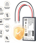 12V Dimmable LED Driver 60W Triac ELV MLV Transformer for LED Strips and Modules Smooth Flicker Free Dimming with Lutron and Leviton Switches Plug And Play Power Supply for Modern Accent Lighting, black rectangular driver with wires