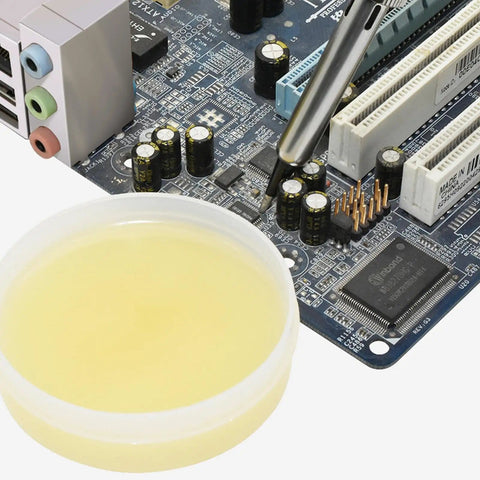 Pro Grade Soldering Paste And Cream For Electronics Repairs PCB and LED Soldering near circuit board with paste container