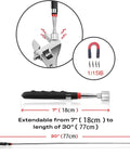 Magnetic Pickup Tool With 20 Pound Pull And Telescoping Reach To 30 Inches, showing extendable stick and non-slip grip.