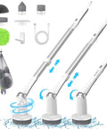 Cordless Spin Scrub With 600 RPM Power, Adjustable Long Handle, 5 Replaceable Brush Heads, USB Charge, cleaning motion