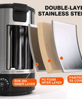 Commercial Coffee Urn 110-Cup 16L Fast Brew Stainless Steel Hot Beverage Dispenser With Temperature Display And Thermometer Electric Hot Water Urn For Weddings Parties Catering Events Easy Cleaning Double Wall