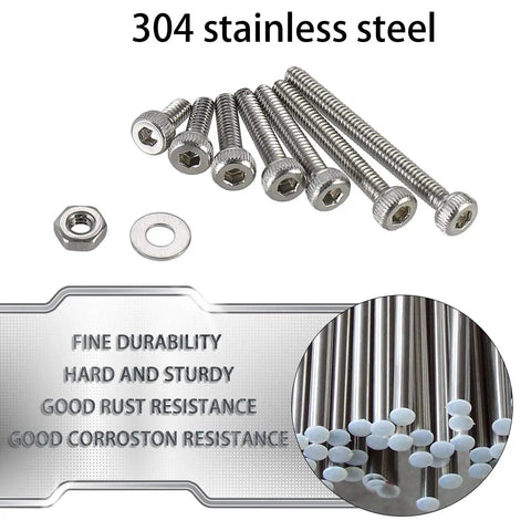 Tiny Hex Socket Head Cap Screws Kit With Nuts And Washers, 304 Stainless Steel Micro Allen Machine Screws M2, Includes Hex Wrench
