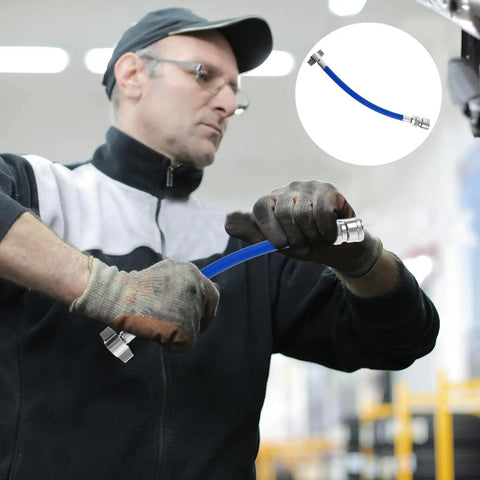 Heavy Duty Truck Trailer Air Line Hose Assembly With Quick Connect Brake Fittings Built In Leak Proof Protection Blue Zinc Alloy Pu Material For Simple Plug And Play Top Quality Installation Fits Most Semi Trucks And Trailers Safely being installed