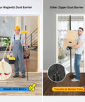Comparison of Magnetic Dust Barrier Door Kit Pro Grade For Construction Containment with zipper barrier.