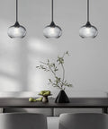 2 Pack 7.7 Inch Black Brownish Grey Seeded Glass Pendant Lights For Kitchen Island And Dining Area Over Sink, Modern Farmhouse Style