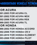 44600S87A00 Vehicle Fitment Chart for Acura CL MDX RSX TL 1999-2003, Honda Accord CR-V Element Pilot 1998-2008