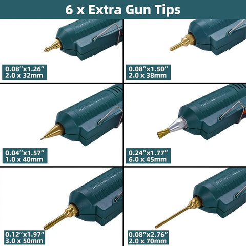 High Power 150W Hot Glue Gun With 6 Copper Nozzles Temperature Adjustable DIY Craft Repair Tool Pro Melt Gun with extra tips