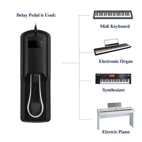 Universal Sustain Pedal For Keyboard And MIDI Gear That Feels Like An Acoustic Pedal Foot Damper with compatible instruments.