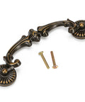 Drop Bail Drawer Pull 5 Inch Center To Center 128 Mm Hole Spacing Includes 2 Screws Antique Brass Finish Bronze Metal Hardware Shabby Chic Floral Dresser Cabinet Wardrobe Pull Replacement