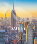 30 Pairs Safety Glasses Bulk Pack For Men And Women Protective Eyewear Goggles UV Protection overlayed on city skyline.