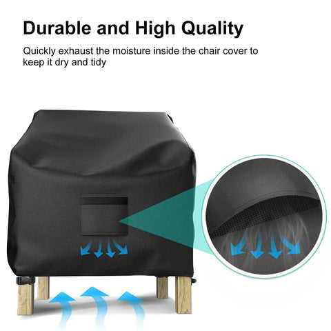 All Weather Waterproof Patio Chair Covers 2 Pack Heavy Duty 600D Oxford Cloth Outdoor Lawn Lounge Deep Seat Covers Black 38W
