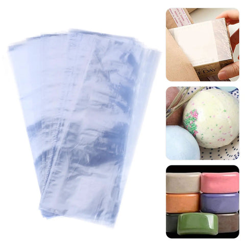 100Pcs PVC Heat Shrink Wrap Bags For Bottles And Medicine Easy To Use Sealing Film That Keeps Products Fresher Clear Plastic Shrink Wrap For Packaging And Shipping Great For Bulk Bottling DIY Craft And Makeup Storage, clear PVC bags