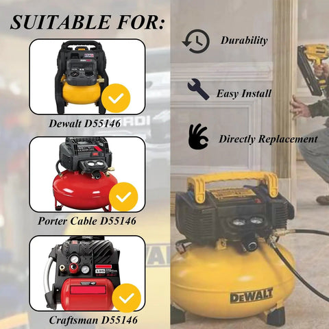 Air Compressor Pressure Switch Replacement That Fits D55146 Type 8 4.5 Gallon, Porter Cable D55168 D55167 image showing compatibility
