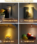 Dimmable LED Mini Spotlight Set For Jewelry Displays, 360 Degree Rotatable Surface Mount Lights illuminating various objects.