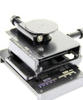 X Y Fine Adjustment And Rotational Base For Dino Lite Microscope 3.25 Inch By 4.25 Inch Table, black finish, side view
