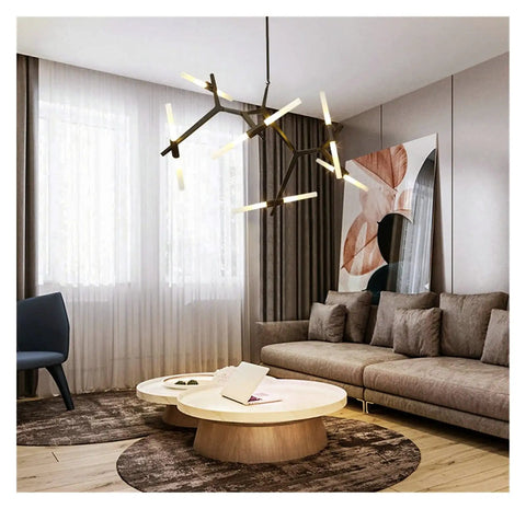 Post-Modern Nordic Pendant Light Herringbone Contemporary Living Room Dining Room Dimmable G9 Bulb Hanging Lamps LED in stylish interior.