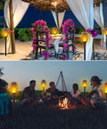 Solar Torch Light With Flickering Flame For Outdoor Yards And Gardens Large IP65 Waterproof Tiki Torches illuminated at night