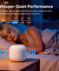 Ultrasonic Retainer Cleaner Machine with 44kHz Wave Action on nightstand beside sleeping person, 200ml White