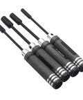 Four Piece Hex Nut Key Socket Driver Set for RC Gear 4.0, 5.5, 7.0 and 8.0 Millimeter Sockets Aluminum Sleeve Wrench Set