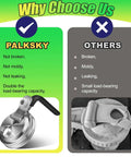 Comparison infographic featuring stainless steel pour spout lid with handle versus competitor's lid, highlighting durability and leakproof design.