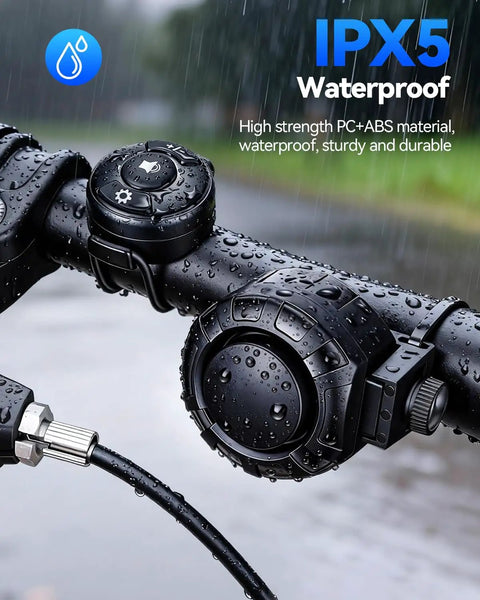 Wireless Bike Horn With Remote Control 120dB Loud As Heck Electric Bicycle Bell With 6 Sound Modes IPX5 Type C Charging Perfect For Adults Bikes EBikes And Scooters