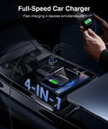 Two Pack 90W USB C Car Charger With Four Independent Power Ports Blazing Fast charging four devices in a vehicle.