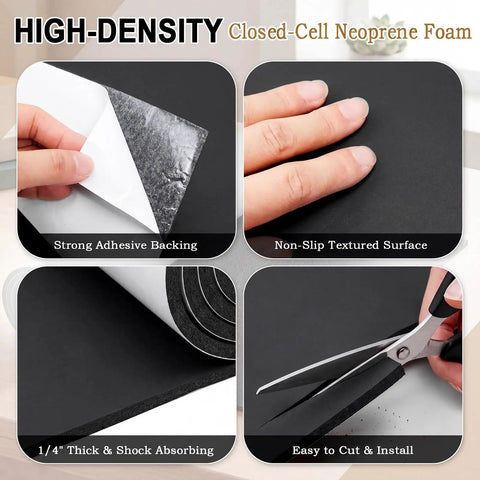 Straight Up Rock Solid Self Adhesive Neoprene Foam Sheet 24 By 60 Inch Closed Cell Sponge Pad with strong adhesive backing.