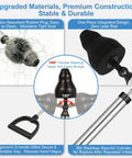 Heavy Duty Toilet Plunger And High Pressure Drain Gun With Pipe Auger Set To Kick Stubborn Clogs Fast, features ergonomic handle and flexible head.