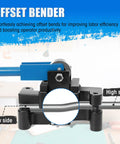 SDSNTE 2-In-1 Conduit Offset Bender For 1/2 Inch And Three Quarter EMT Electrician Grade Box Breaker Tool Quick Swap Design showing low and high offset sides.