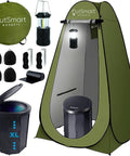 All In One Portable Outdoor Toilet Kit For Camping And RV Travel With Privacy Tent Folding XL Toilet Seat Carry Bags LED Lantern