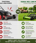 12 Inch Manual Reel Lawn Mower With 5 Blade Cutting System And Grass Catcher Bag, No Gas Or Electricity Needed, Lightweight Hand Push Grass Cutter For Small Yards And Gardens, Adjustable Height For Neat Eco Friendly Lawn Care. manual reel mower compared to gas mower