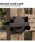 Milageto Easy to Install Sliding Bolt Gate Latch-Heavy-Duty Steel Construction, Sliding Bolt Latch, for Gates, Wooden Fences, Black on wooden fence