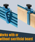 Precision 3 Inch T Track Fence Flip Stop For Woodworking Hella Accurate Quick Lock Design mounted on a wood board.