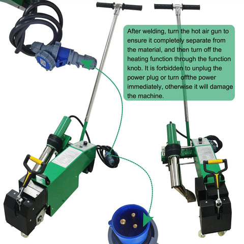Professional 5500W Hot Air Welding Machine With PID Temp Control For PVC Banners And Roof Waterproofing Membranes showing details and connections.