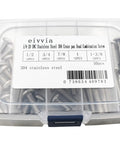 Top Tier 304 Stainless Steel Pan Head Screw Kit With Quarter Twenty Threads And Five Mixed Lengths in plastic storage box.