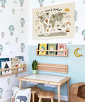 Boy Room Wall Decals Peel And Stick Watercolor Blue Hot Air Balloon And Clouds Wall Sticker For Baby Boys Nursery Decor