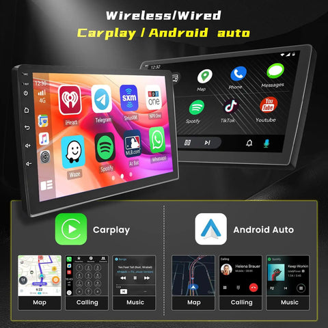 Android 15 Car Stereo Upgrade For Kia Soul 2014 2015 2016 2017 With 9 Inch Touchscreen showing CarPlay and Android Auto features