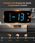 Top Shelf Pro Build Commercial Undercounter Freezer With 48 Inch Stainless Steel Worktop Table, 13.4 Cu Ft Capacity Double Door Prep Fridge, Adjustable Wire Shelves For Kitchen Daily Grind LCD display showing temperature control.