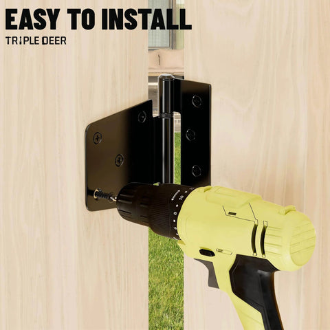 Installation of 3.5 Inch Heavy Duty Gate Hinges With Extra Thick Straps For Wood Fence Barn Doors And Sheds 60 Lb Capacity 2 Pack Black