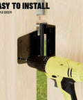 Heavy Duty Extra Thick Black Iron Gate Hinges 3.5 Inch, 4 Pack Wide Strap Door Hardware installed with power drill.
