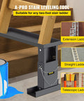 Ladder Extender For Stairs 23.4 By 7.6 Inches, Adjustable Height Range From 12.25 Inches To 19.7 Inches, Steel Leveling Tool, Black Finish