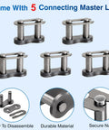 Belleone #35 roller chain master link tool set; six metallic chain breaker clamps with pins and base